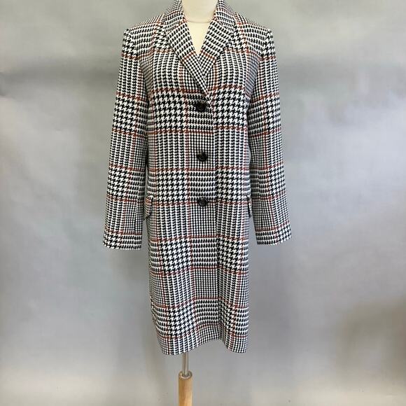 Ann Taylor Plaid Chesterfield Tweed Coat in houndstooth Size Medium NWT - Picture 1 of 16